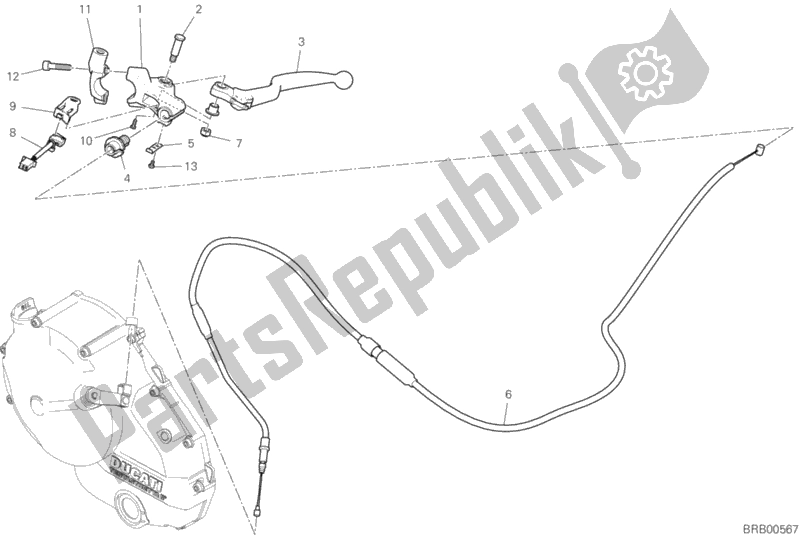 Toutes les pièces pour le Commande D'embrayage du Ducati Monster 821 Stealth Thailand 2020